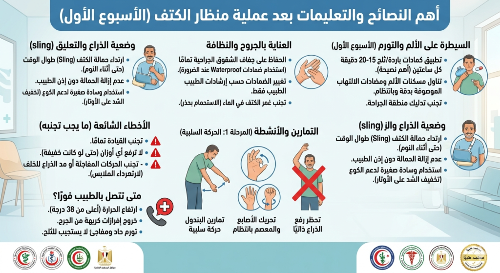 تعليمات بعد عملية منظار الكتف
