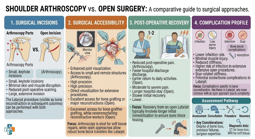 Shoulder Arthroscopy vs. Open Surgery