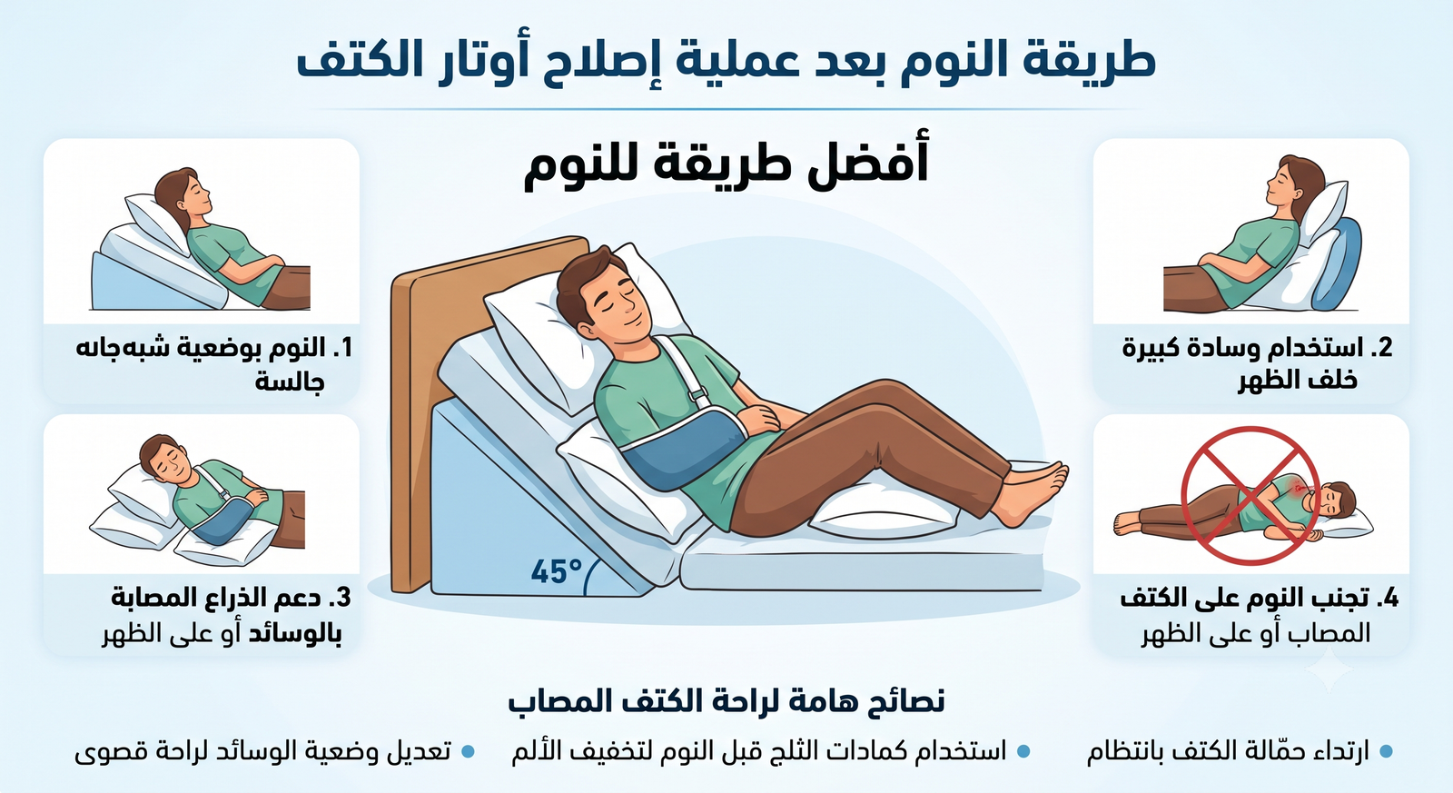 تعليمات بعد عملية إصلاح أوتار الكتف