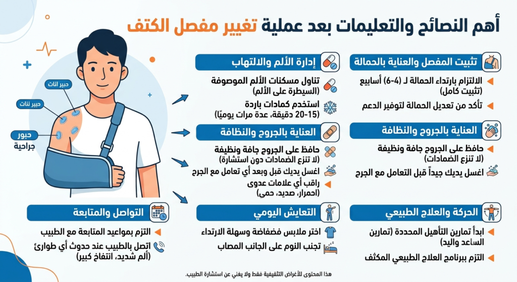 تعليمات ما بعد عملية تغيير مفصل الكتف