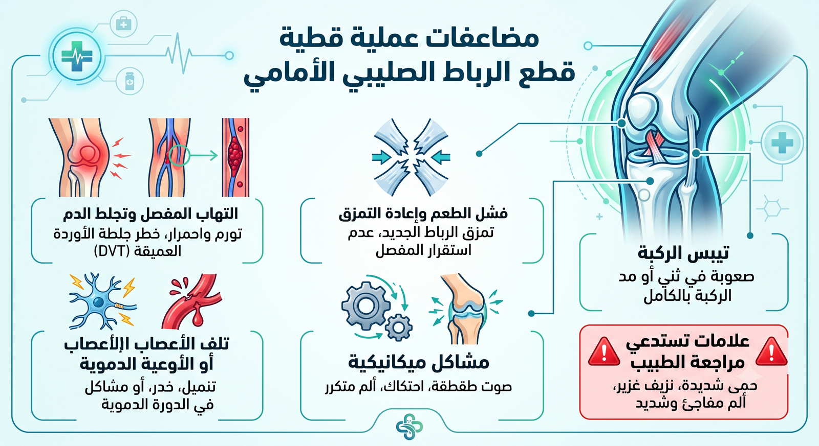 مضاعفات عملية قطع الرباط الصليبي الأمامي