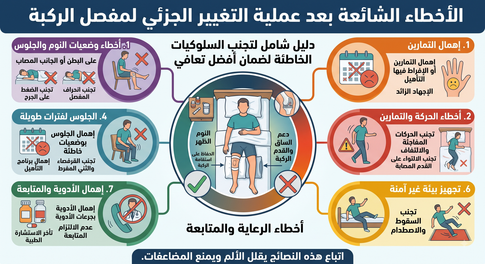 تعليمات بعد عملية تغيير مفصل جزئي للركبة