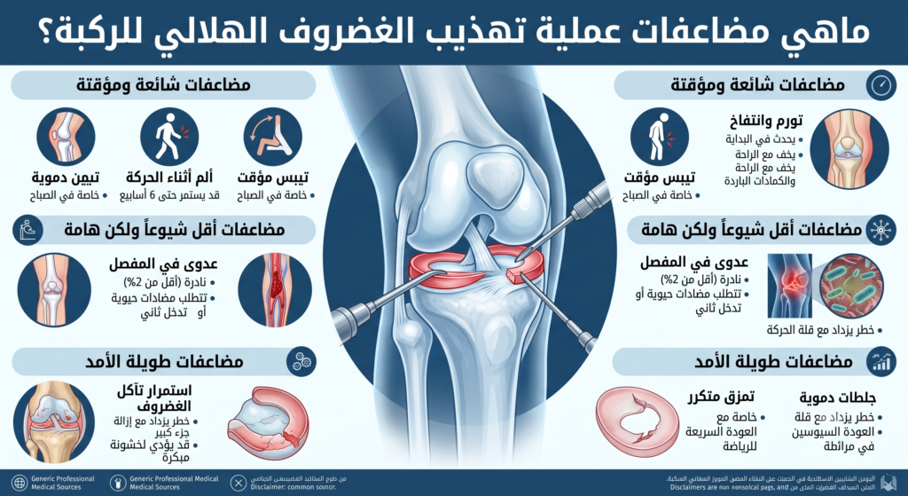 مضاغفات عملية تهذيب الغضروف الهلالي