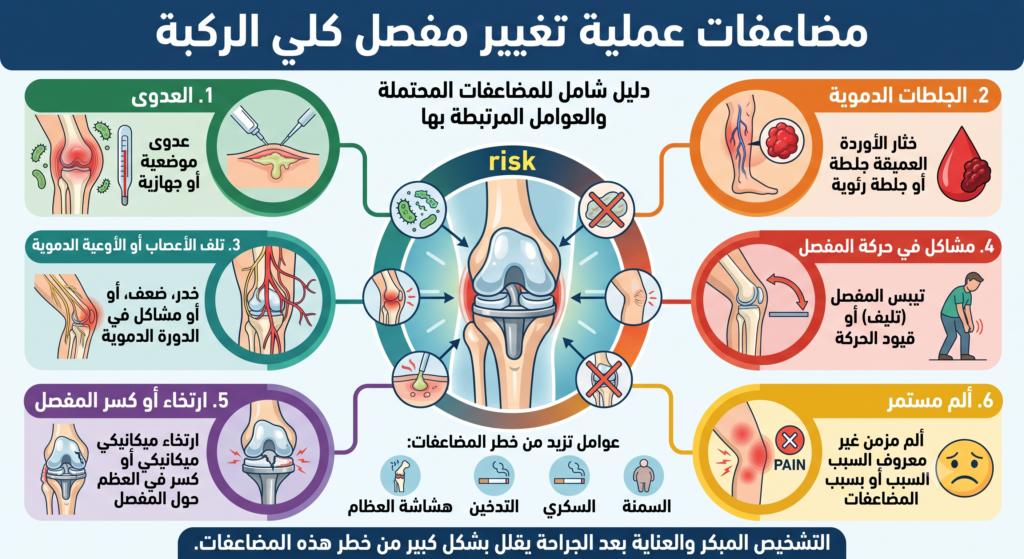 مضاعفات عملية تغيير مفصل كلي الركبة