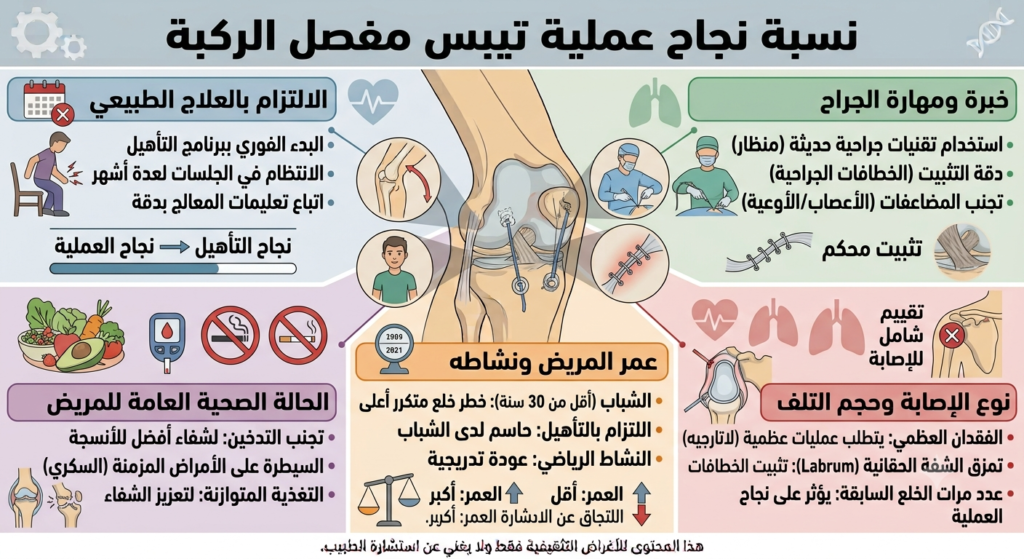 نسبة نجاح عملية تيبس مفصل الركبة