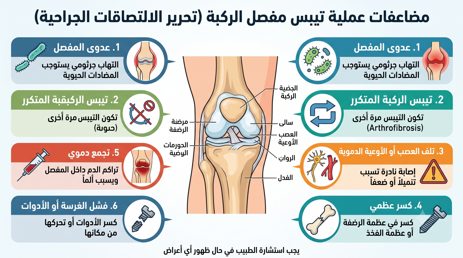 مضاعفات عملية تيبس مفصل الركبة