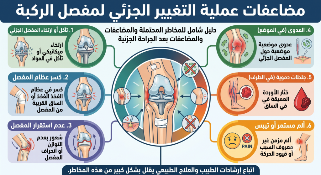 مضاعفات عملية التغيير الجزئي لمفصل الركبة