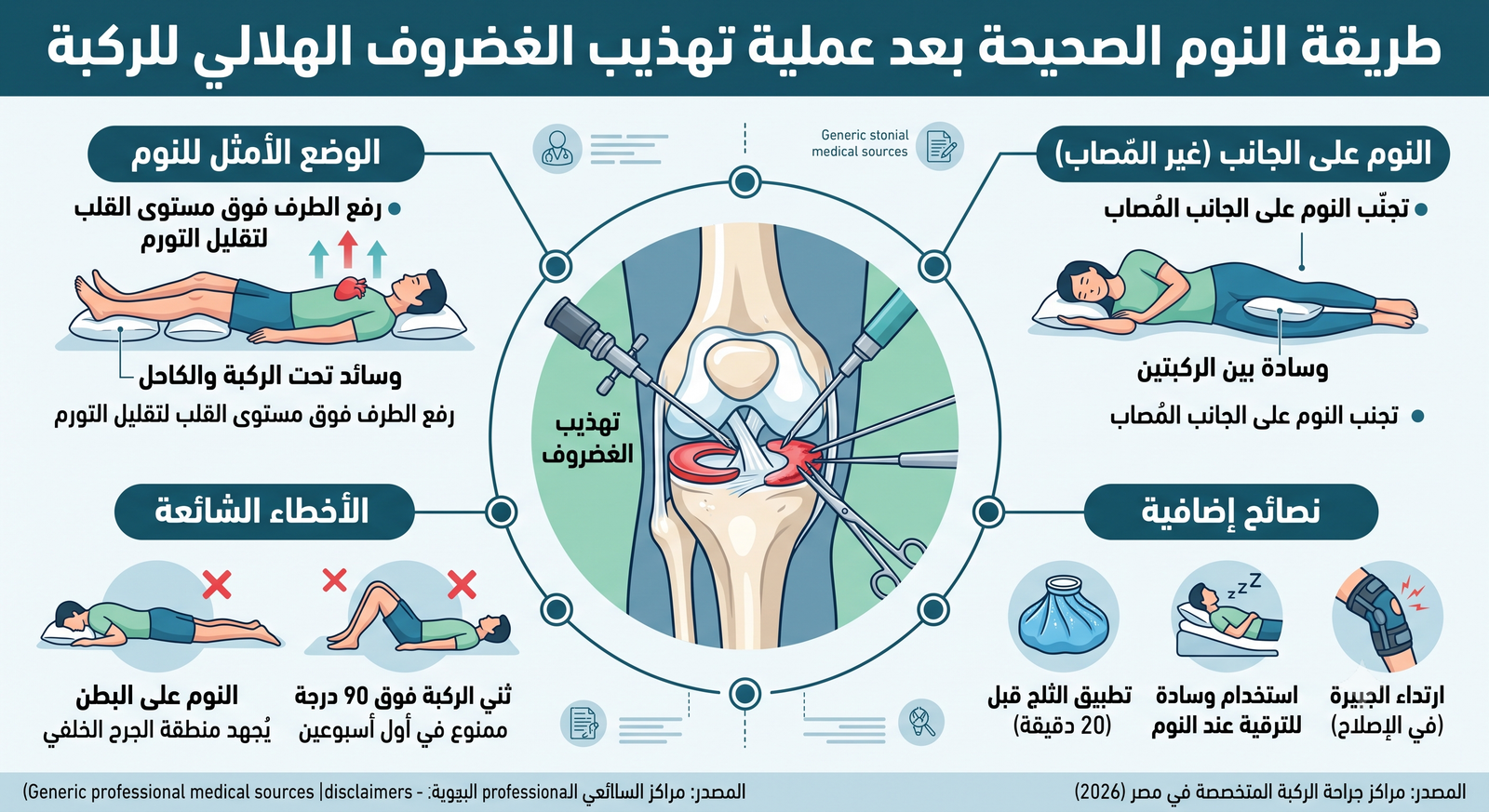 طريقة النوم بعد عملية تهذيب الغضروف الهلالي