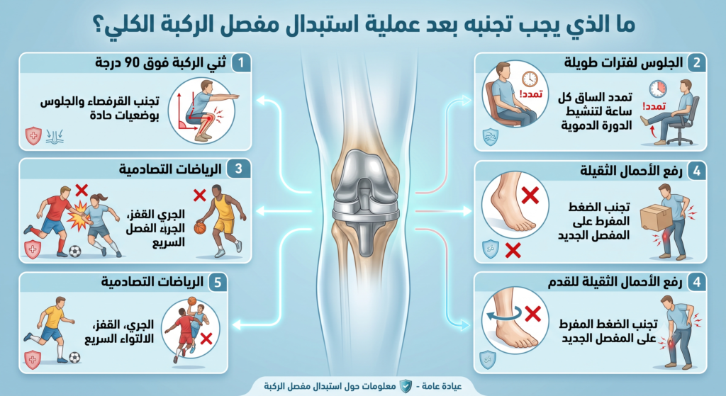 تعليمات بعد عملية تغيير مفصل كلي للركبة