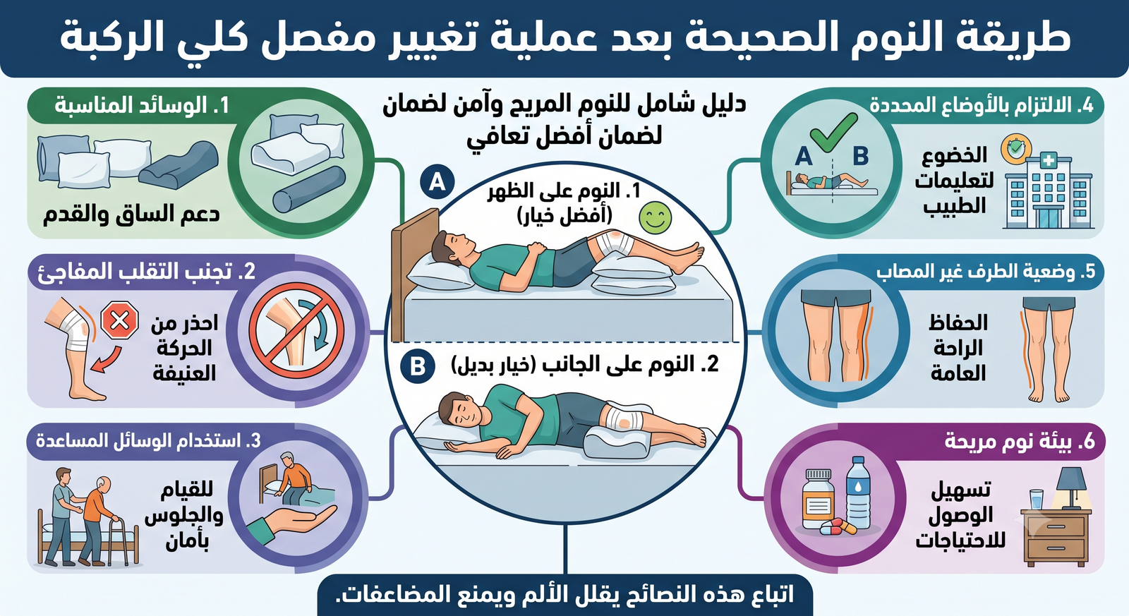 تعليمات بعد عملية تغيير مفصل كلي للركبة