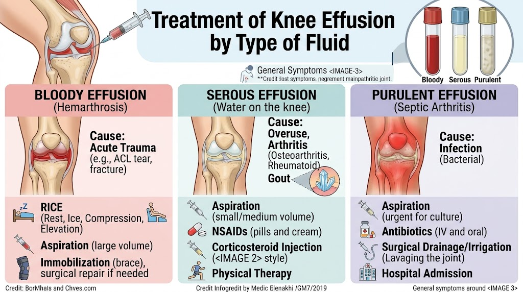 Treatment of Knee Effusion by Type