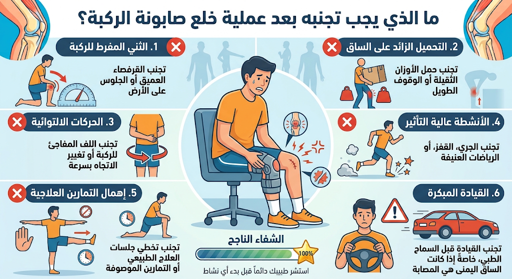 تعليمات بعد عملية خلع صابونة الركبة