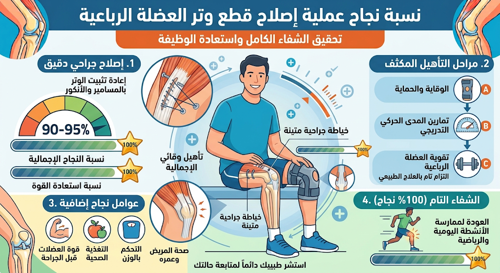 نسبة نجاح عملية قطع وتر العضلة الرباعية