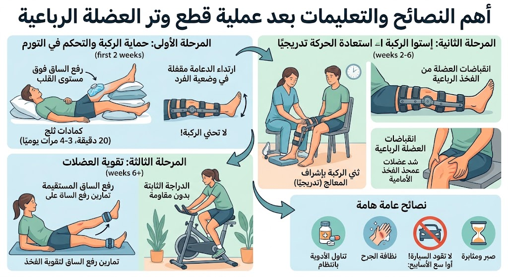 تعليمات بعد عملية قطع وتر العضلة الرباعية