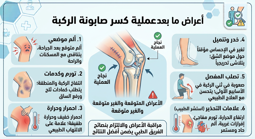 أعراض ما بعد عملية كسر صابونة الركبة