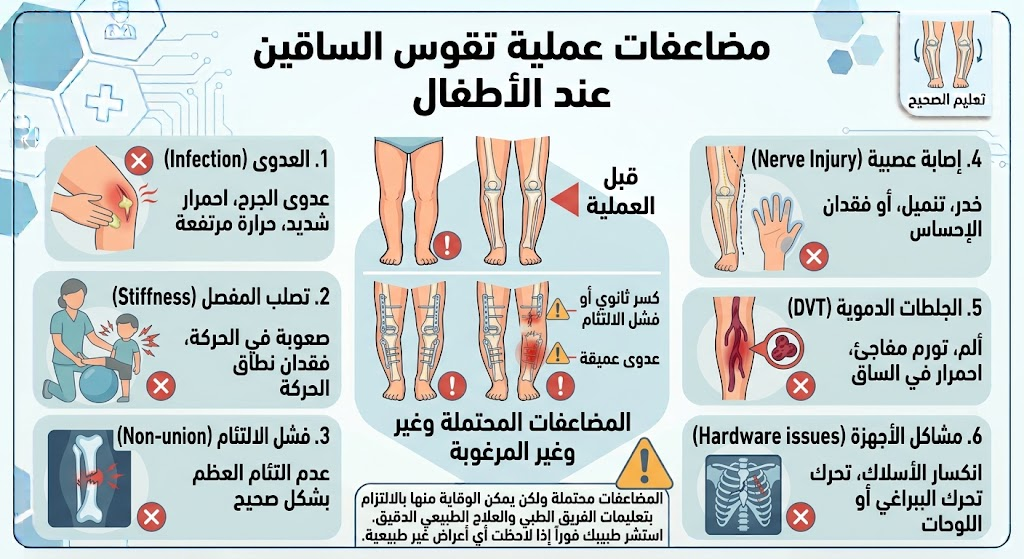 مضاعفات عملية تقوس الساقين عند الأطفال