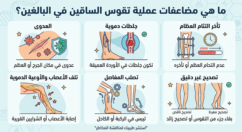 مضاعفات عملية تقوس الساقين فالبالغين
