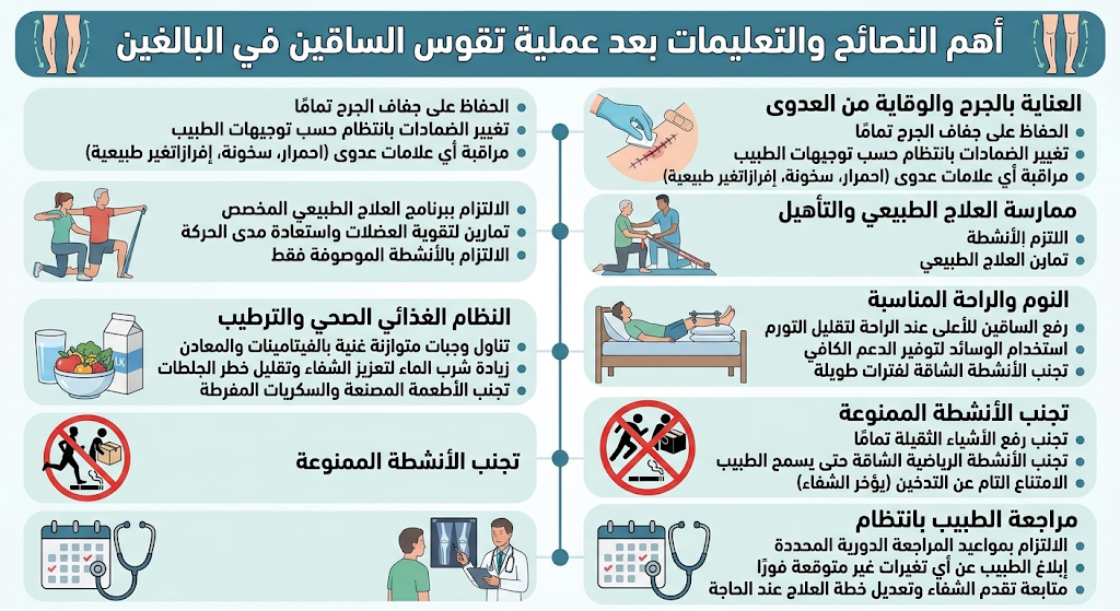 تعليمات بعد عملية تقوس الساقين في البالغين