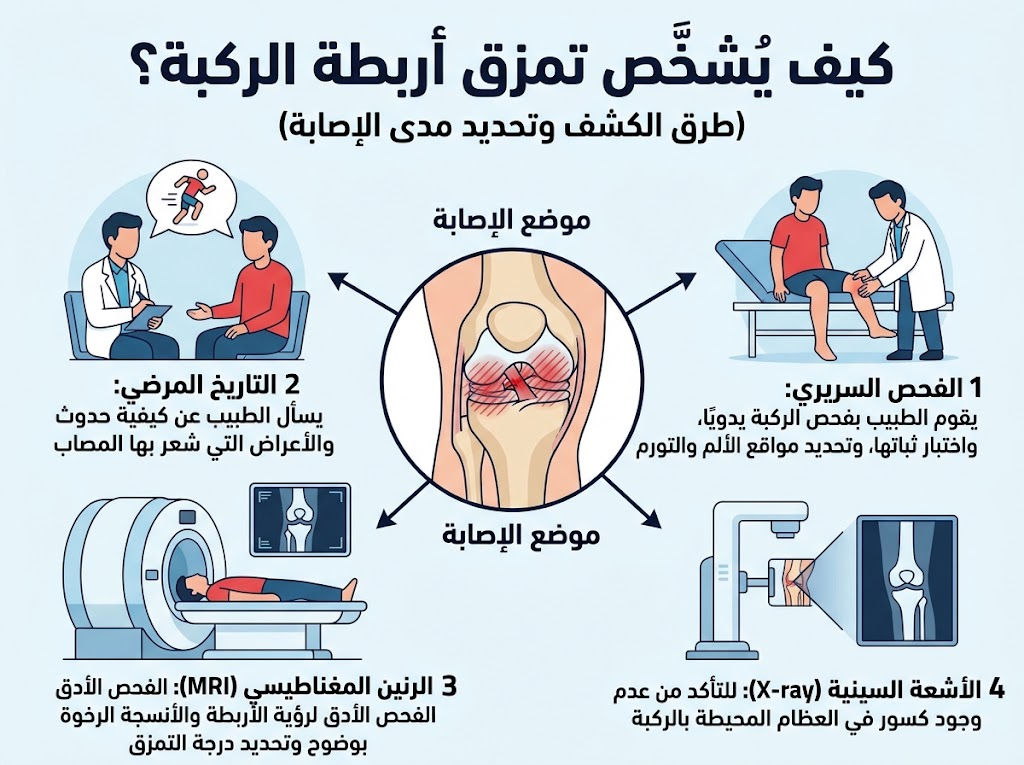 How are knee ligament tears diagnosed?